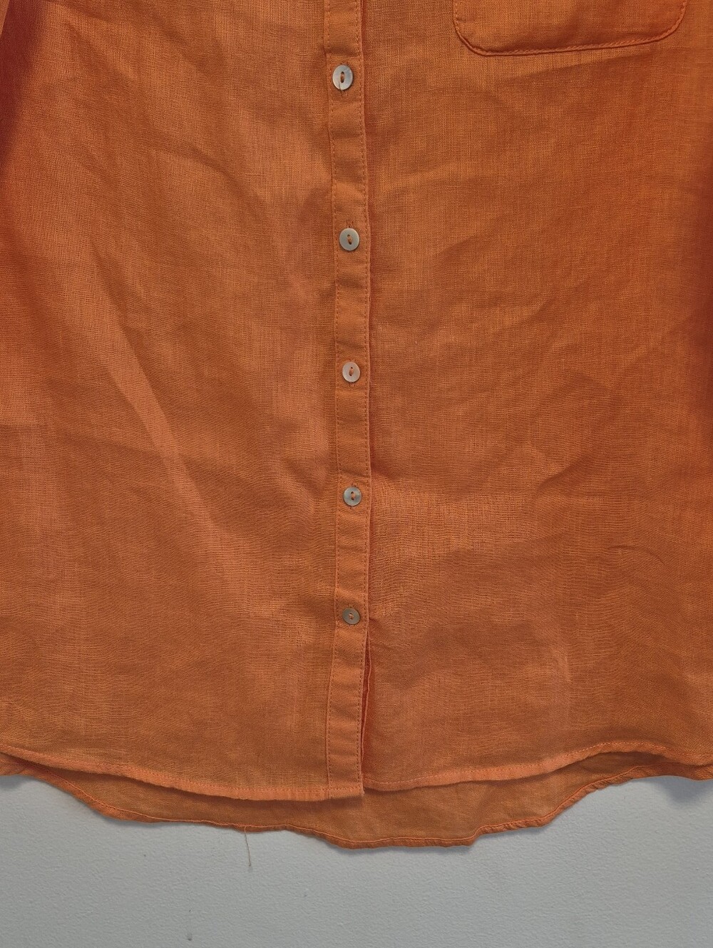 NEW Sigrid Olsen 100% Linen Button Up Shirt Orange Roll Tab Sleeves Women’s Sz S - Picture 4 of 11